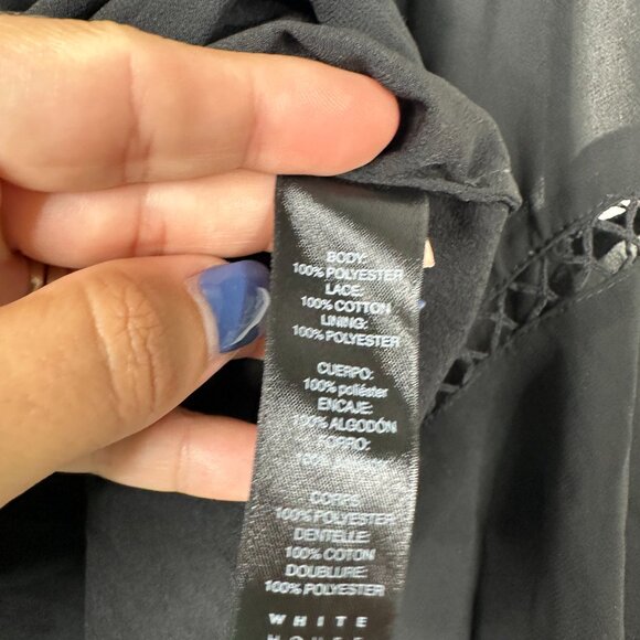 2/$30 White House Black Market Sheer Off-the-Shoulder Ruffle Blouse Large #A0406 - Picture 7 of 8